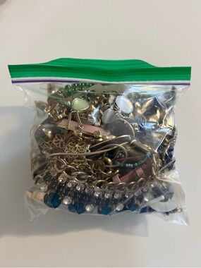 Assorted Fashion Jewelry Lot in Silver, Gold, Blue and Pink Tones